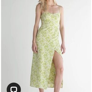 Elegant Backless Green Floral Dress